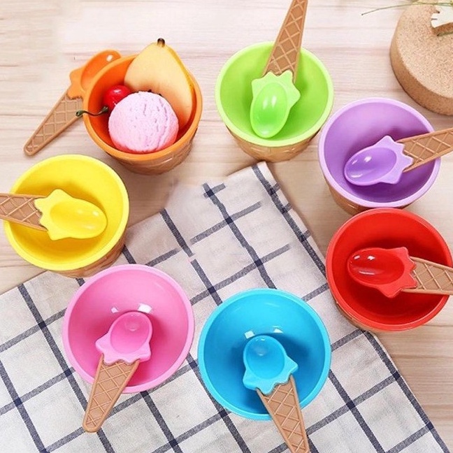C6369 COD FREEONG SET MANGKOKSENDOK ICE CREAM CONE BOWL ALAT WADAH MASKER MASK TOOLS MANGKUK ES KRIM