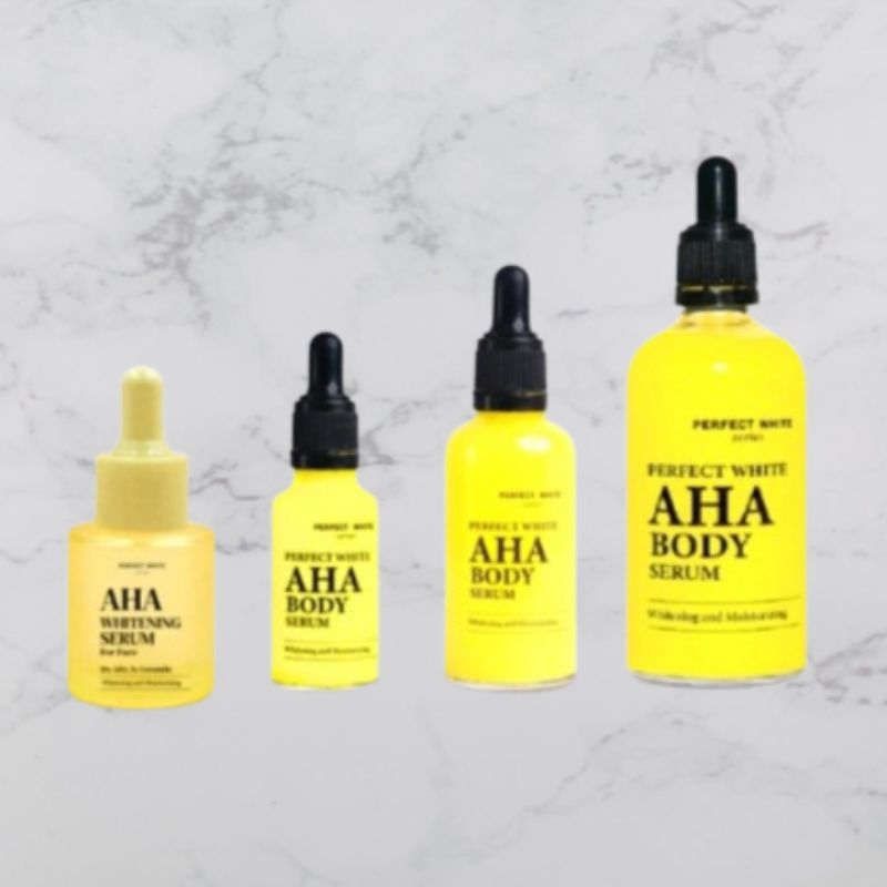 PERFECT WHITE AHA BODY SERUM 100ML / 50ML / 20ML READY SIAP KIRIM, AHA SERUM / AHA BODY SERUM PERFEC