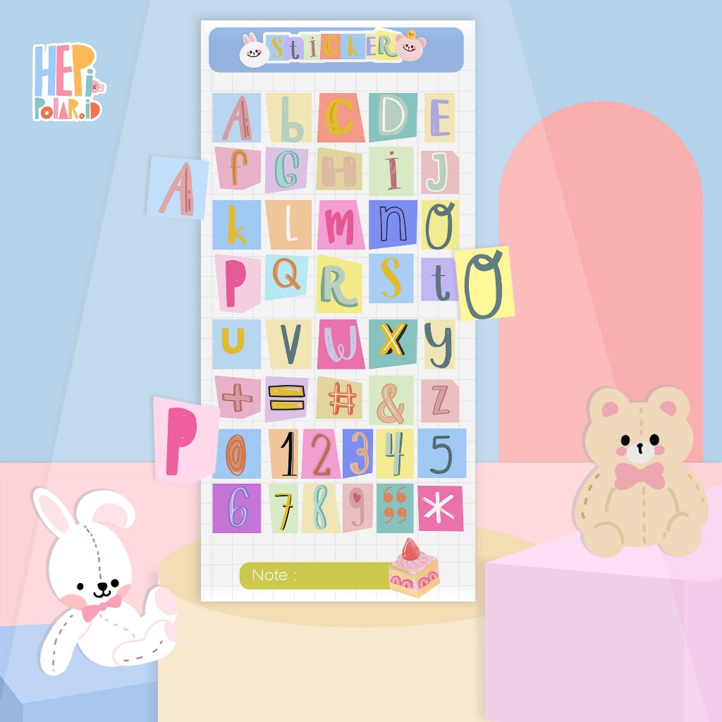 

Doodle Sticker Alphabet Hepipolaroid Stiker Kisscut Bullet Journal Polaroid Deco