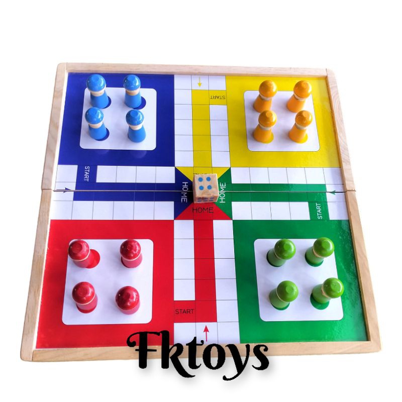 Ludo kayu Ludo permainan keluarga Mainan edukasi