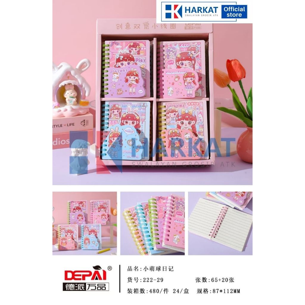 

(222-29) Buku Diary Spiral Notebook Buku Catatan Spiral Bermotif Lucu Ukuran 8,7cm X 11,2cm