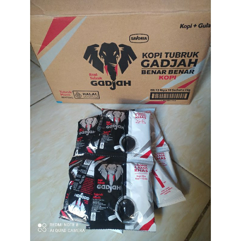 

Gadjah 23g, isi 10sachet. kopi tubruk