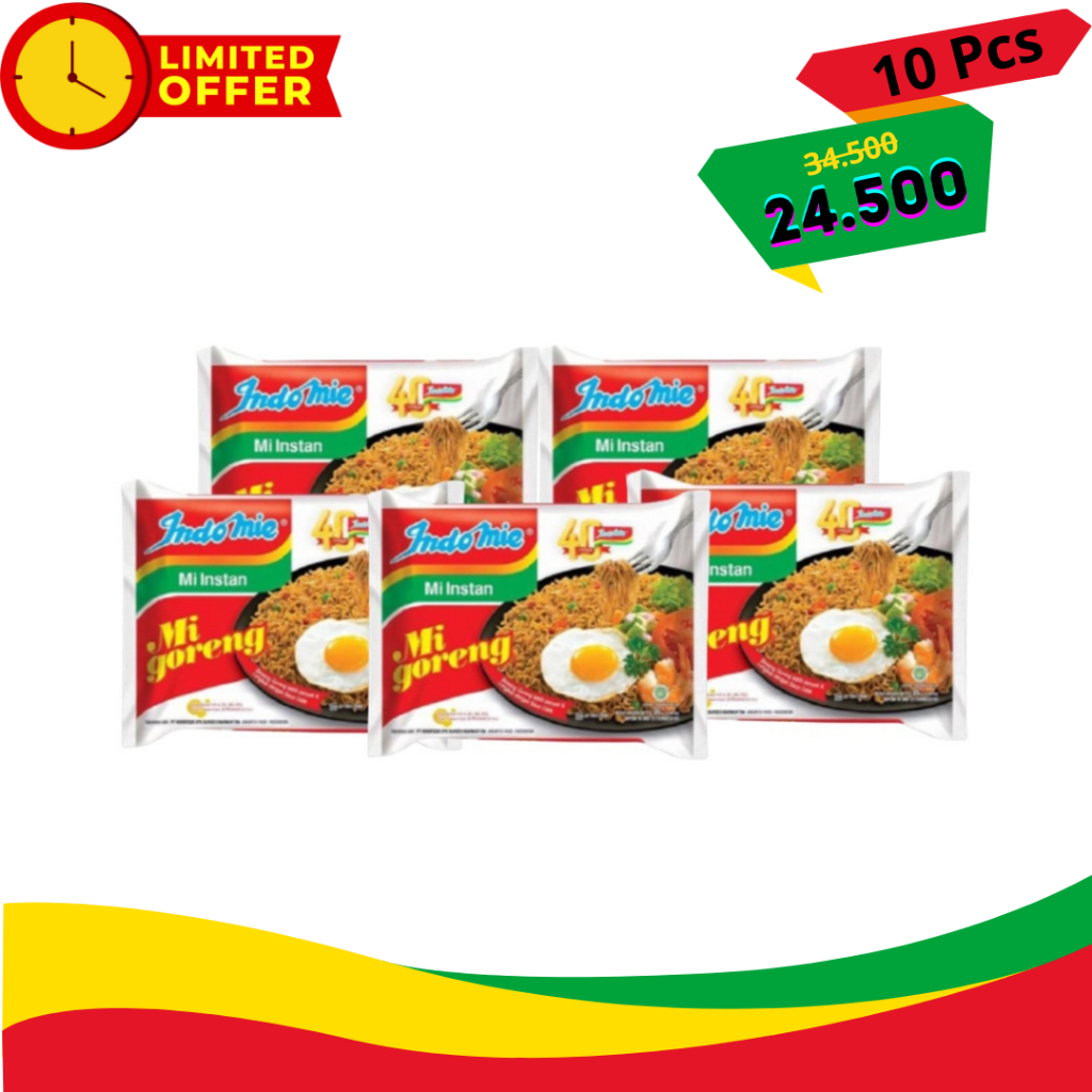 

( Indomie 10 Pcs 24.500 ) Indomie Mi Goreng Instan 85 gr x 10 Pcs | Indomie Goreng Original - Mie Instan Nikmat dan Praktis