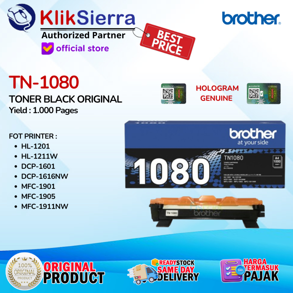 BROTHER Toner TN-1080 Black Original TN1080