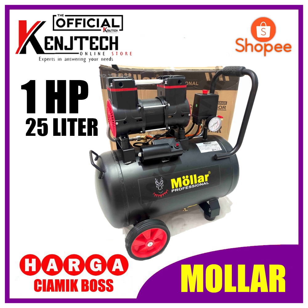 Kompresor oiless 1 HP Kapasitas 25 Liter kompresor mollar black panther suara halus