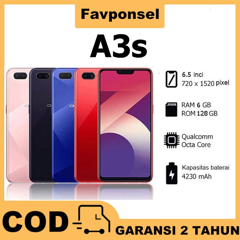 HP OPPO A3S RAM 6 128GB 4G Smartphone Android GARANSI