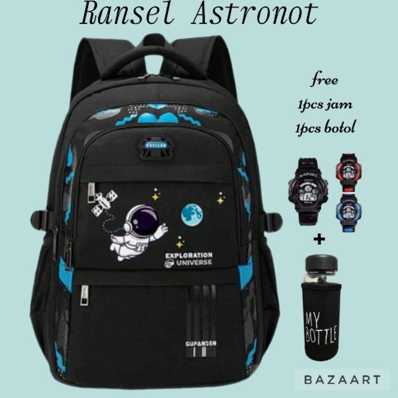 ransel anak sekolah astronot, banyak bonusnya ada tempat minumnya tas ransel untuk anak sekolahan SD