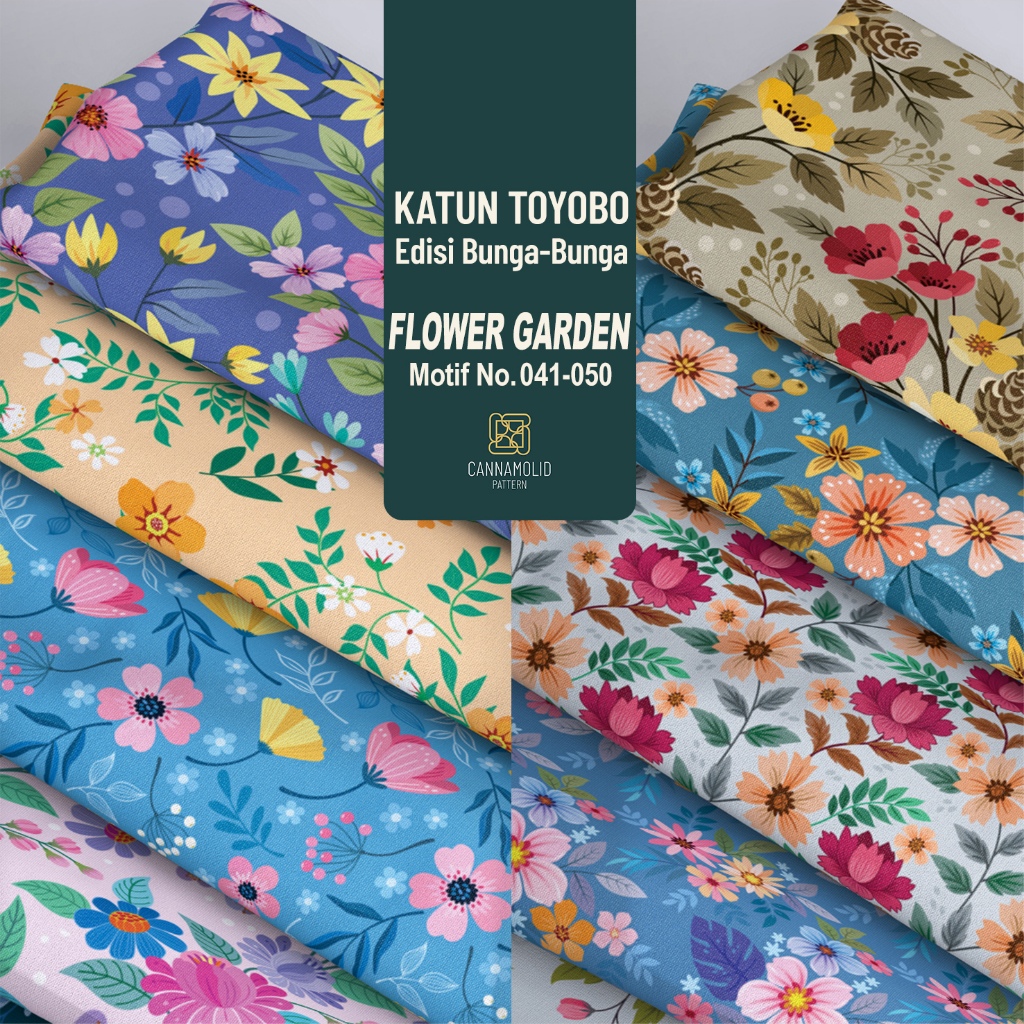 Kain Toyobo Motif BUNGA FLORAL | Lebar 145cm | FLOWER GARDEN 41-50