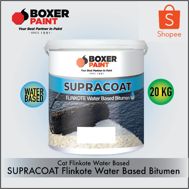 (20 KG) SUPRACOAT Flinkote Water Based Bitumen Cat Tangki Toren Air Anti Lumut