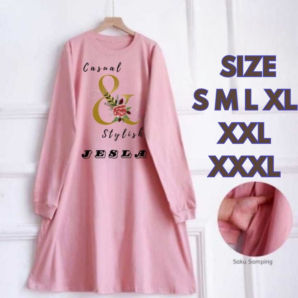 Baju Kaos Oversize And Tunik BO Bahan Kaos Katun Combed Apk Sablon Baju Atasan Wanita Tunik Lengan P