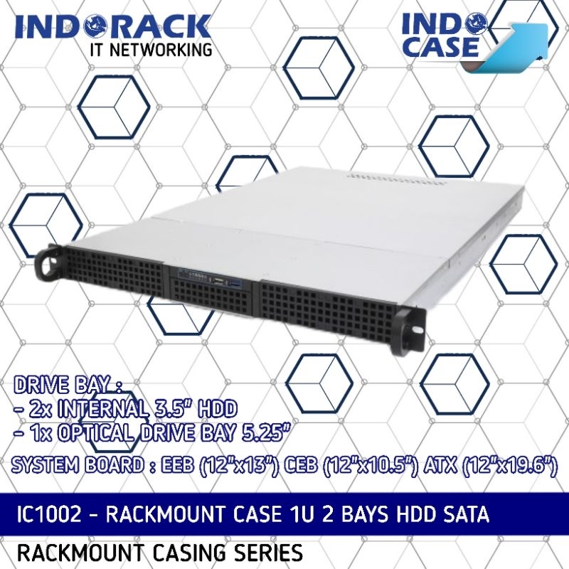 IC1002 Rackmount Case 1U 2 Bay HDD / SSD Casing Server