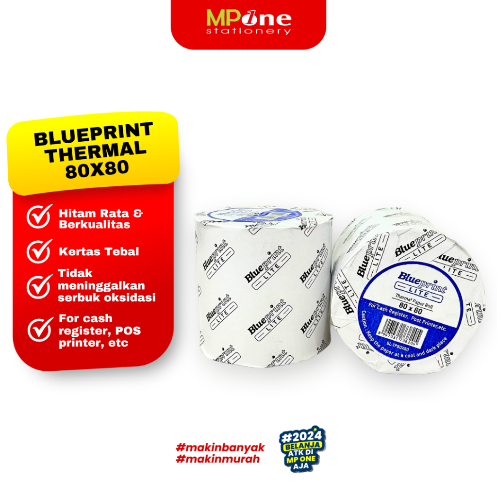 

Blueprint Kertas Kaisr Thermal 80x80 (1 ROLL) / Kertas Thermal Blueprint / Kertas Thermal Print Kasir Ukuran 80 X 80 mm