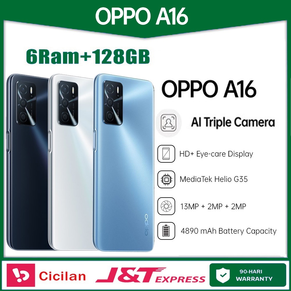 hp oppo a16 RAM 6/128GB [5000mAh+13MP Triple Camera-6,52inci HD+Eye-Care Display]