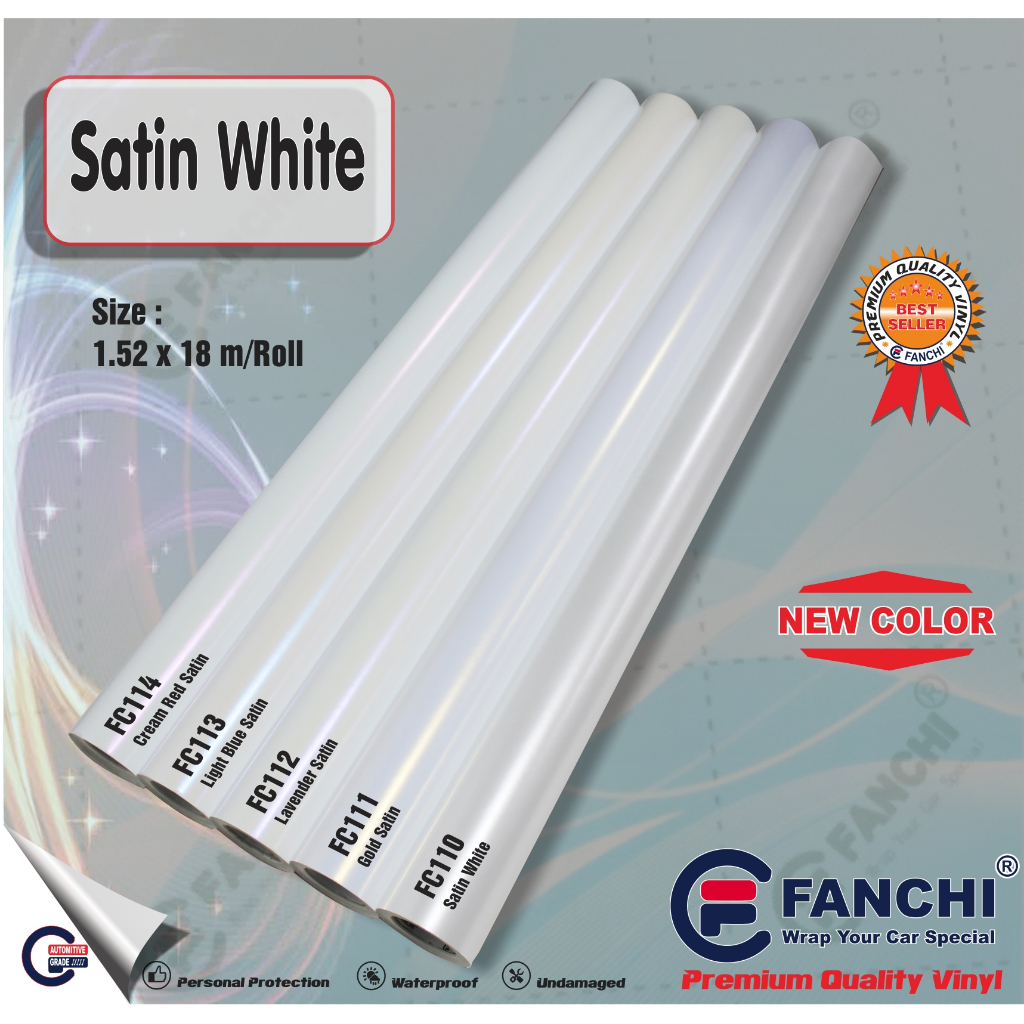 

FANCHI Sticker Satin White Series Ukuran 1.52 X 18M / ROLL