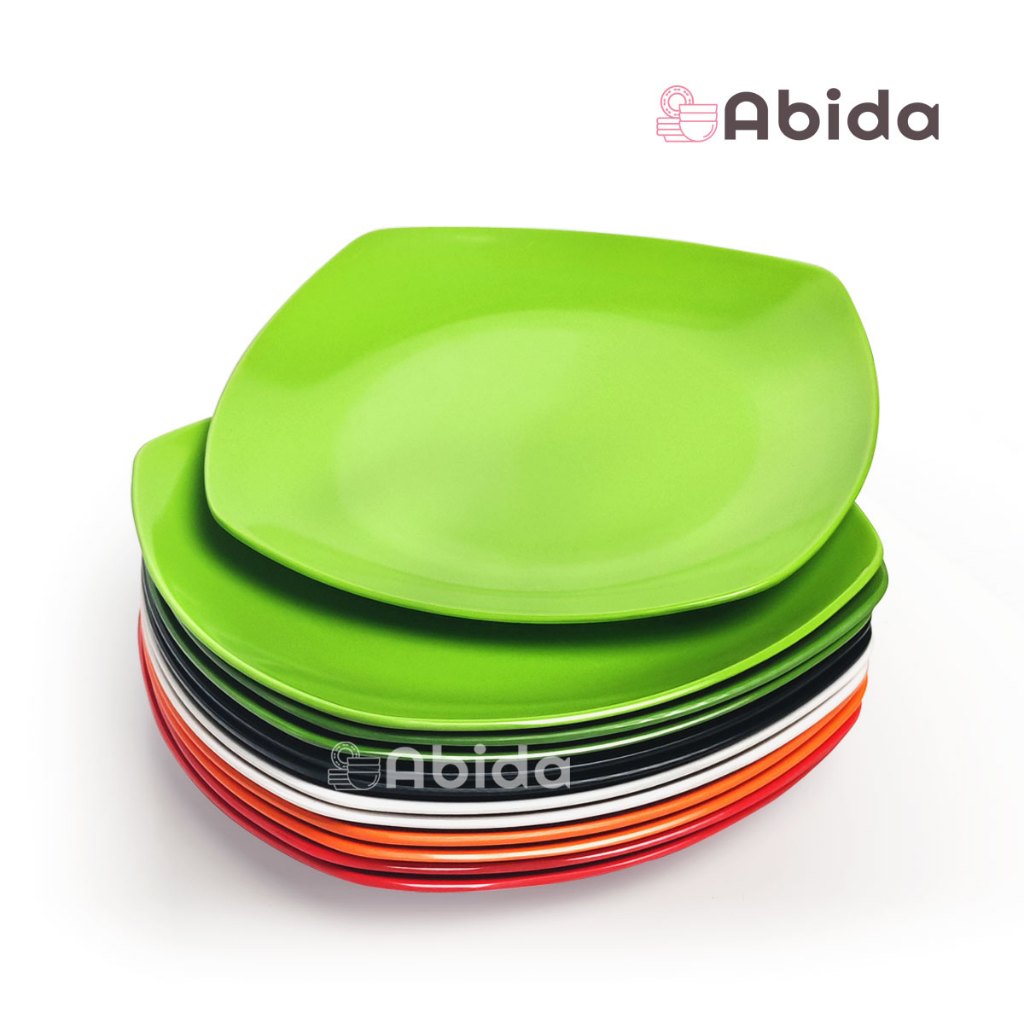 Abida 1 Lusin Piring Kotak Melamin 8,5inch - Piring Lusinan - Piring Makan - Piring Saji - M5385