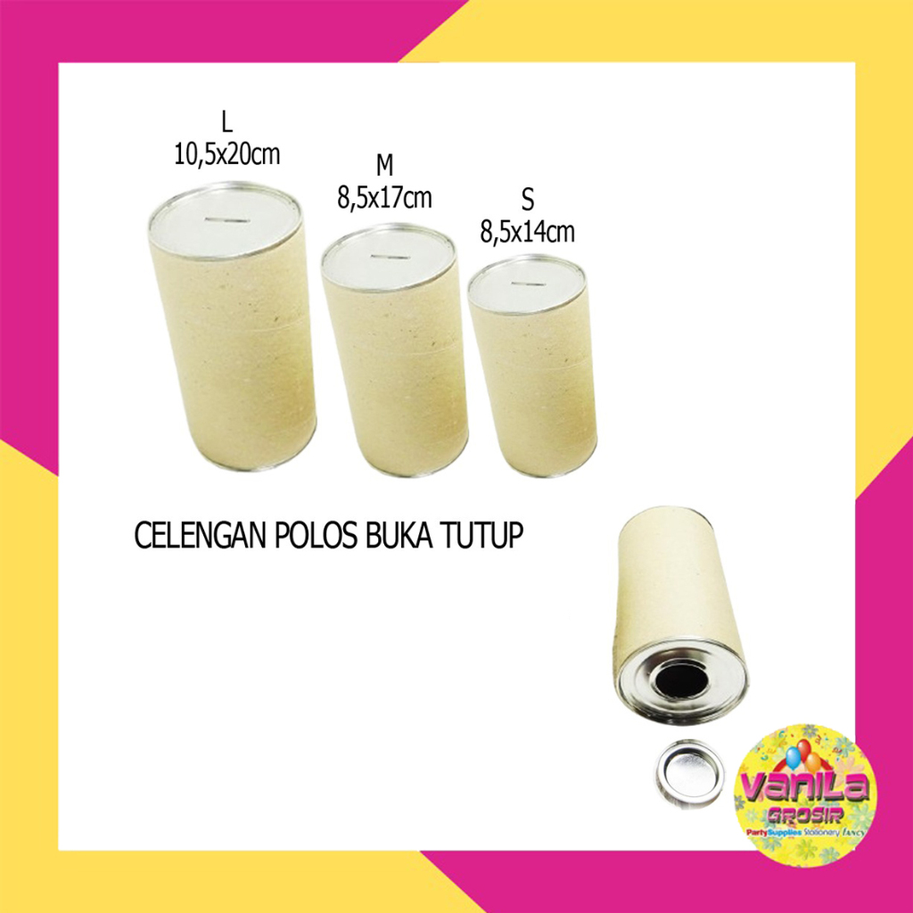 Celengan Kaleng Polos Ukuran S, celengan kaleng tanpa stiker, celengan bulat tabung, CL komposit