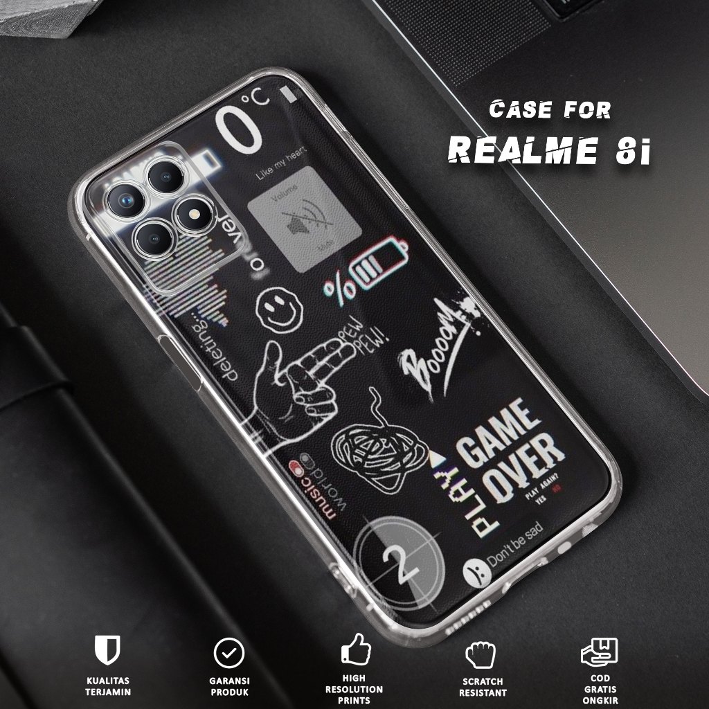 CASE REALME 8i - CASING REALME 8i Motif NASA TICKET - Softcase Premium Fourside - Bening Transparant