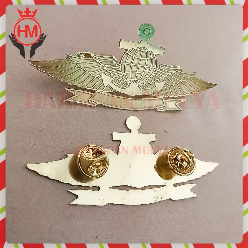 Pin Wing Atribut Pelayaran Bahan Full Logam Kuningan Logo Bola Dunia - Harapan Mulyo