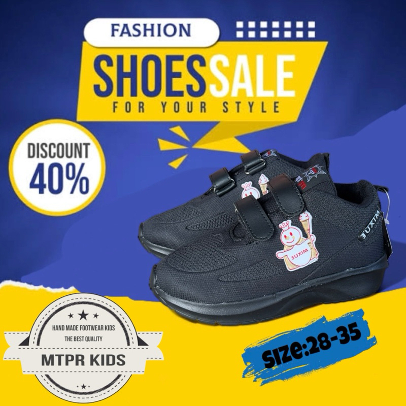 PROMO BTS KEMBALI SEKOLAH  SEPATU HITAM POLOS / SEPATU MIXUE / SEPATU ANAK HITAM POLOS / SEPATU ANAK