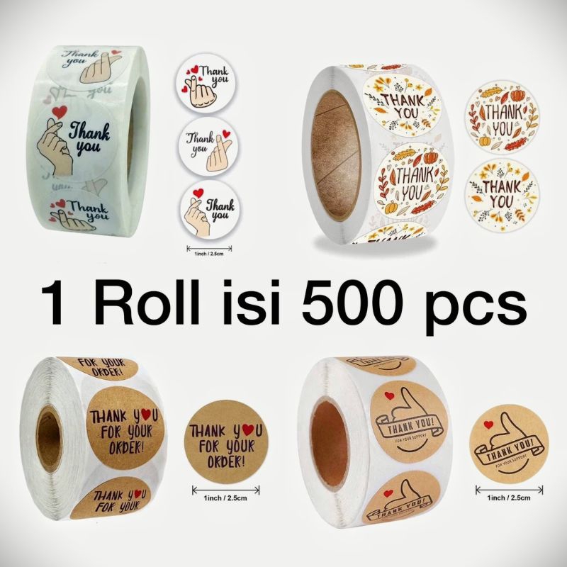 

Stickers Label Thank You Roll Isi 500pcs Glossy 25mm / Stiker