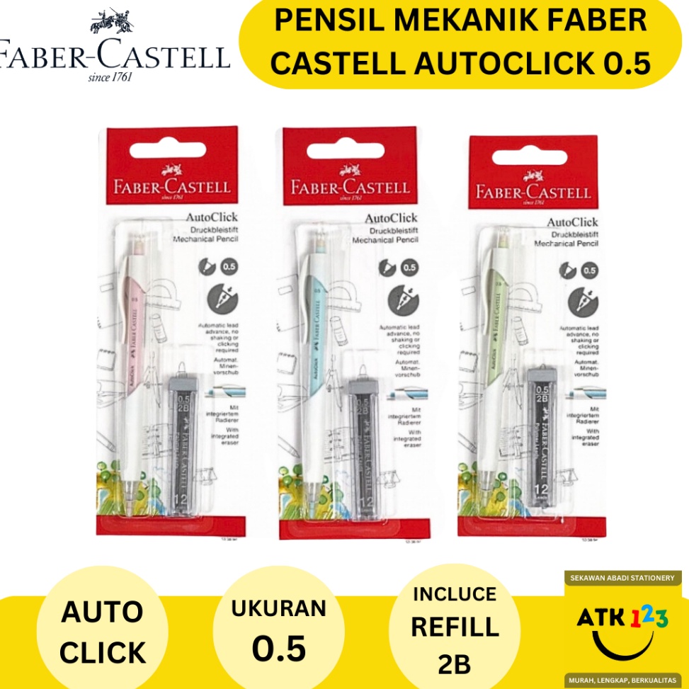 

KODE A53G Pensil Mekanik Mechanic Pencil Faber Castell Autoclick 5 Set Refill