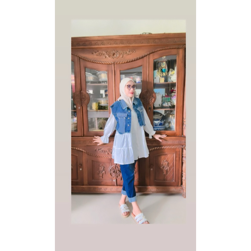 blouse tunic 2in1 vest jeans