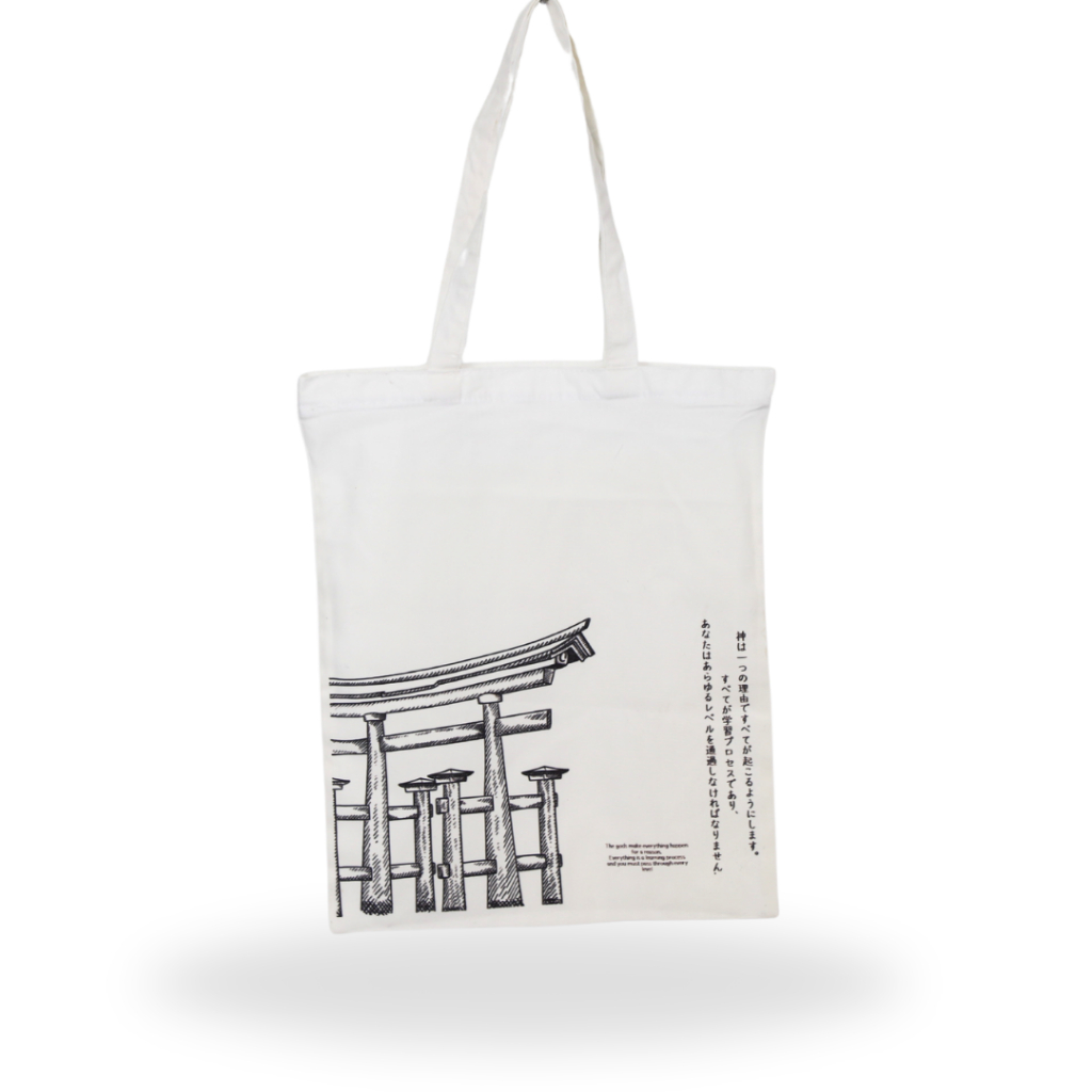 Arunika.jp Totebag Kain Japan Style Tote Bag Resleting  Estetik Gambar