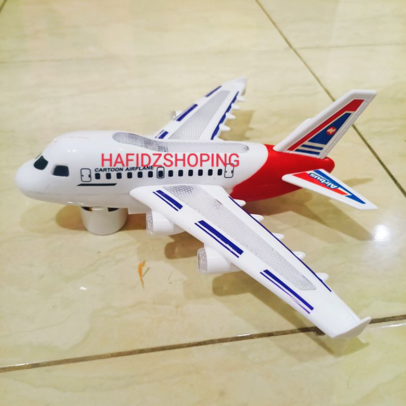 Mainan Pesawat Airbus Komersial Warna Menyala dan Suara