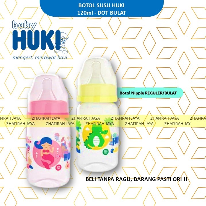 Botol SUSU HUKI Dot BULAT - Botol SUSU HUKI 120ml - Botol SUSU HUKI 120ml Dot Bulat