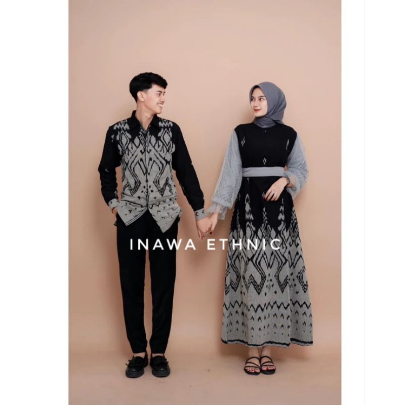 baju couple pasangan - baju couple tenun - gamis couple pasangan - couple dress