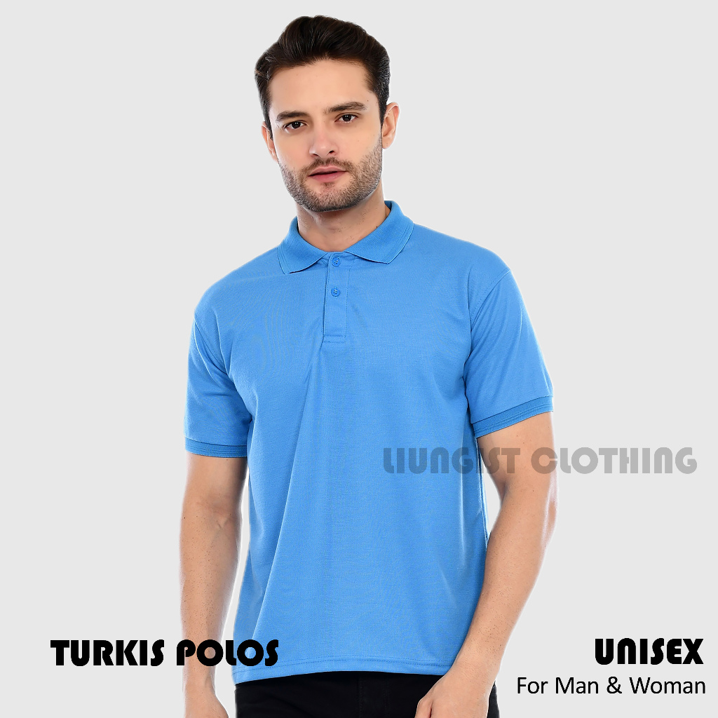 Kaos Polo / Kaos Kerah Biru Turkis