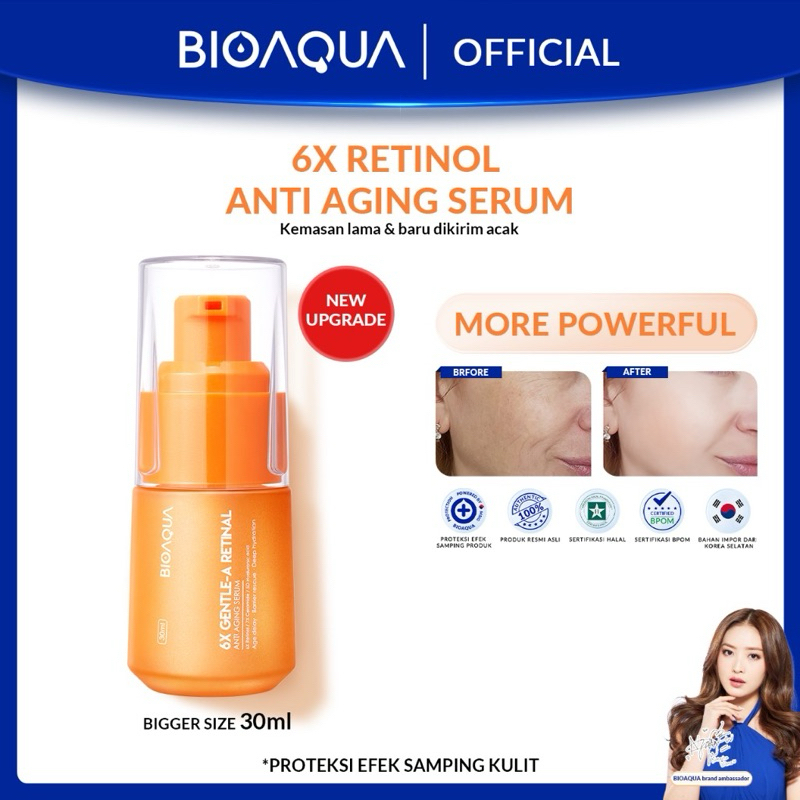 BIOAQUA 6X Gentle-A Retinol Serum Wajah Anti Aging Essence 30ml Dark Spot Serum Brightening untuk Fl