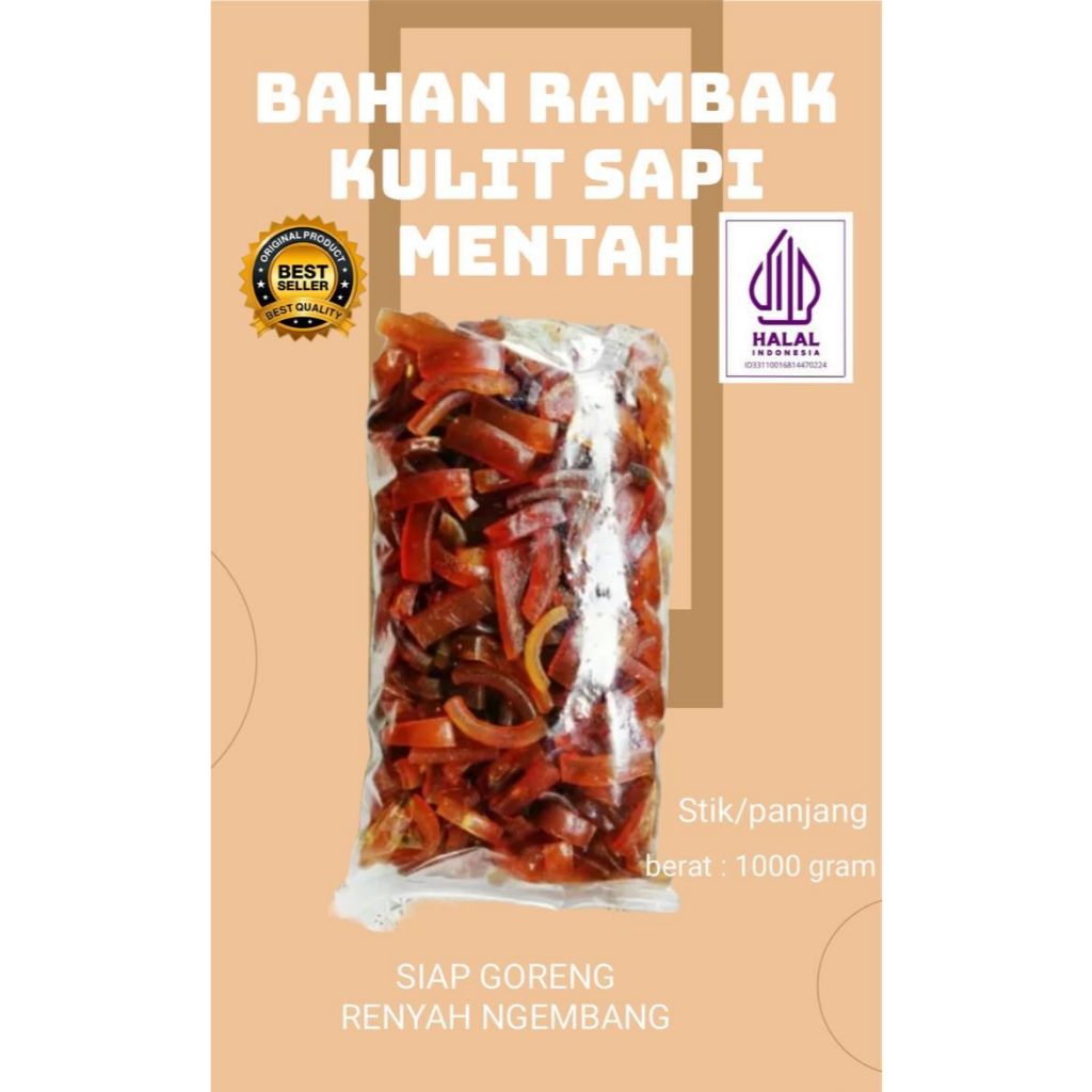 

Dorokdok Mentah 1Kg (Bahan Rambak Kulit Sapi Stik/Super/Panjang), Lapuhan siap goreng, KINGCOW