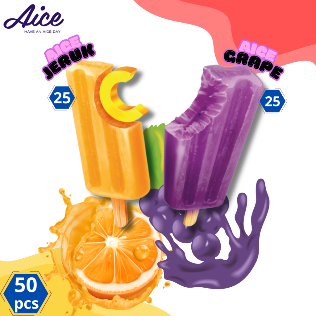 

Paket Segar Es Krim Aice Fruizzy Grape dan Jeruk 1karton 50pcs