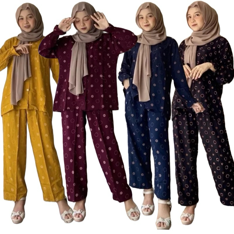 (COD) Piyama Abstrak Premium | baju tidur rayon termurah | piyama rayon abstrak tiedye rayon / piyam