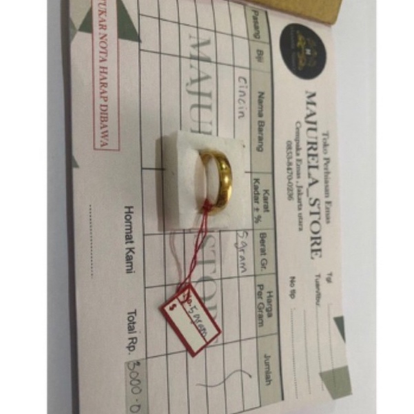 cincin polos Emas Asli 24 k 6 gram sudah ada dari toko