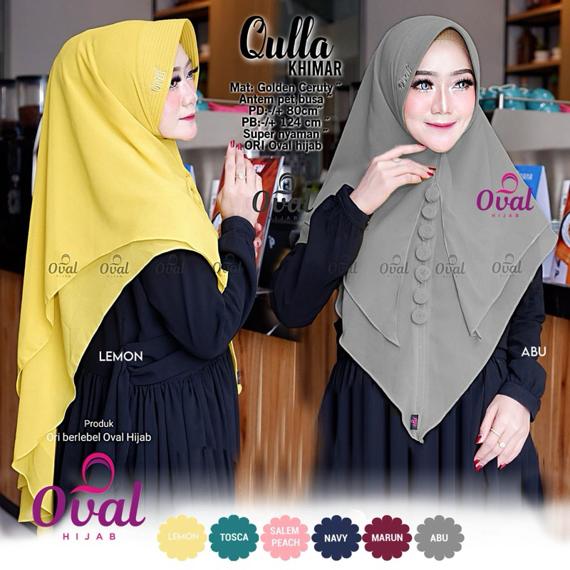 Qulla Khimar Golden Ceruty Original Oval Hijab Ceruty Oval Hijab