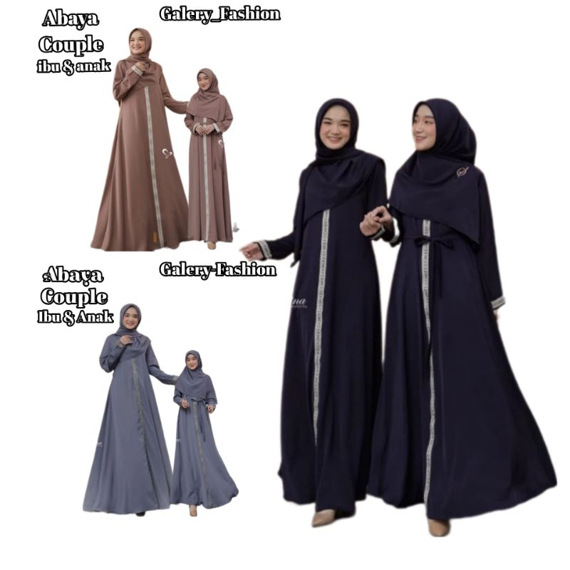 Abaya Couple Ibu & Anak/Gamis sepasang Couples Abaya Yoris/Abaya Gamis Couple Set Terbaru/Gamis Leba