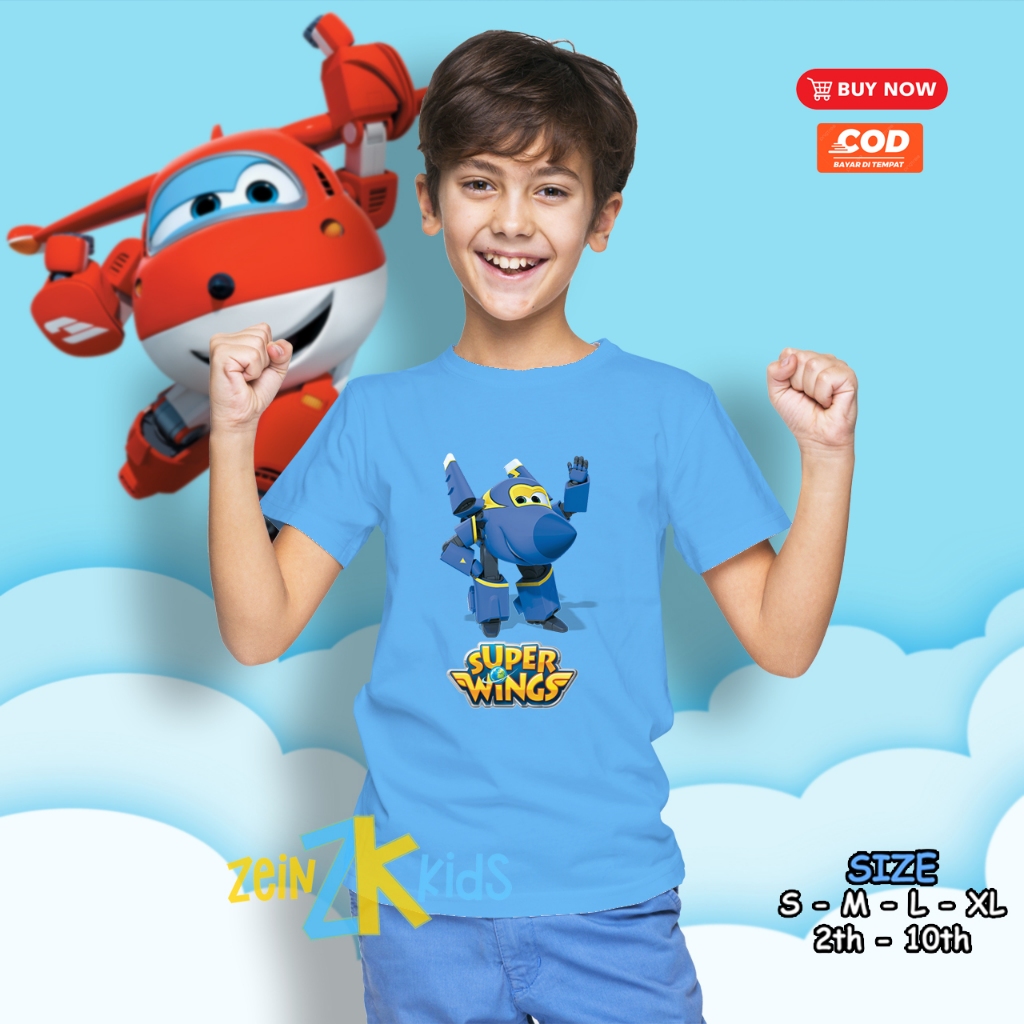 Kaos T Shirt Anak Jerome Super Wing Kartun / Baju Kaos Anak Jerome Super Wings