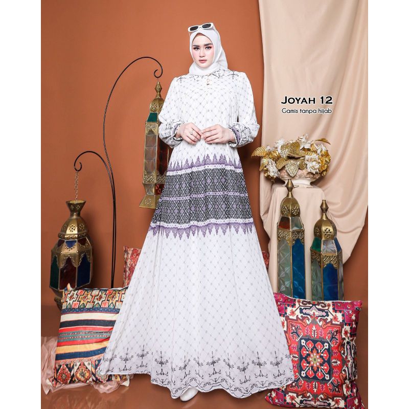 gamis syar i set hijab NEW JOYAH 12 gamis syari terbaru 2024 set khimar Putih bahan Ceruty babydoll