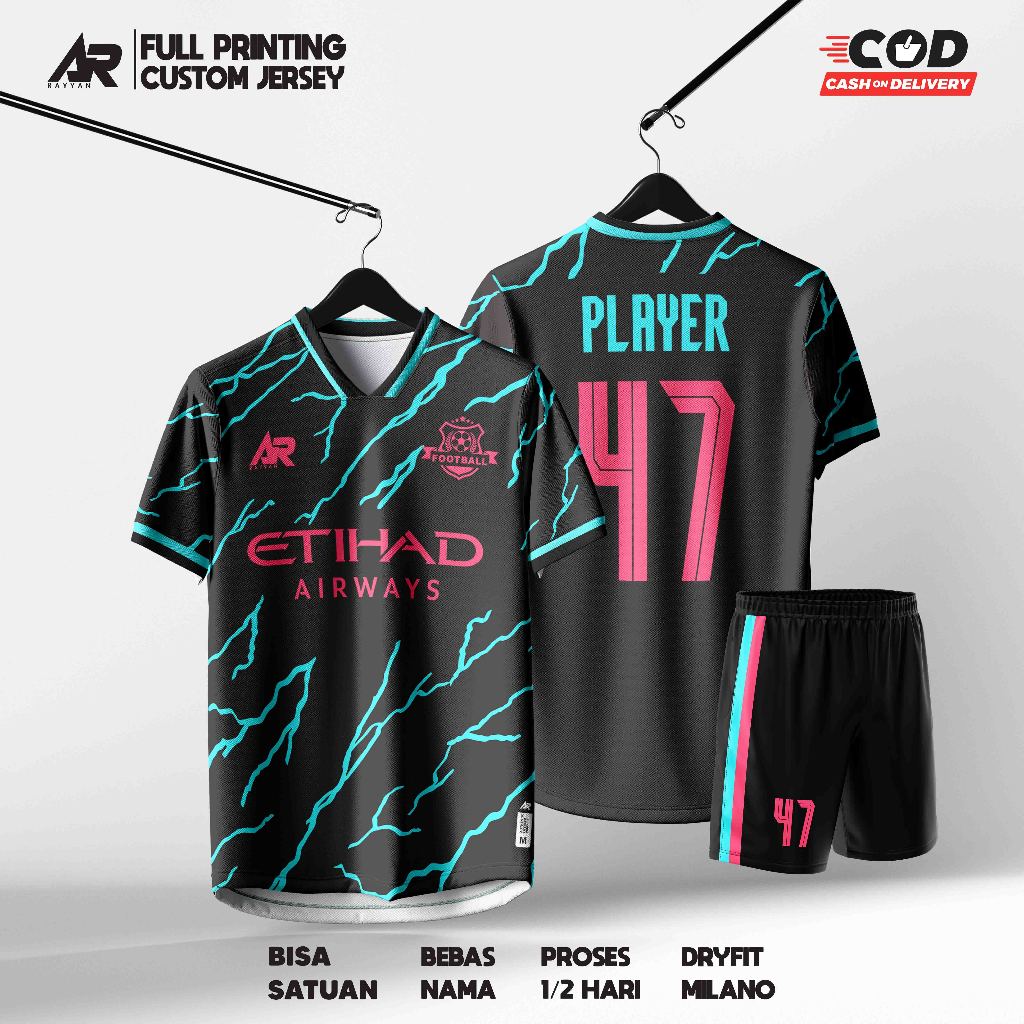 JERSEY FUTSAL BOLA VOLI CUSTOM FULL PRINTING MANCHESTER CITY AWAY 2024