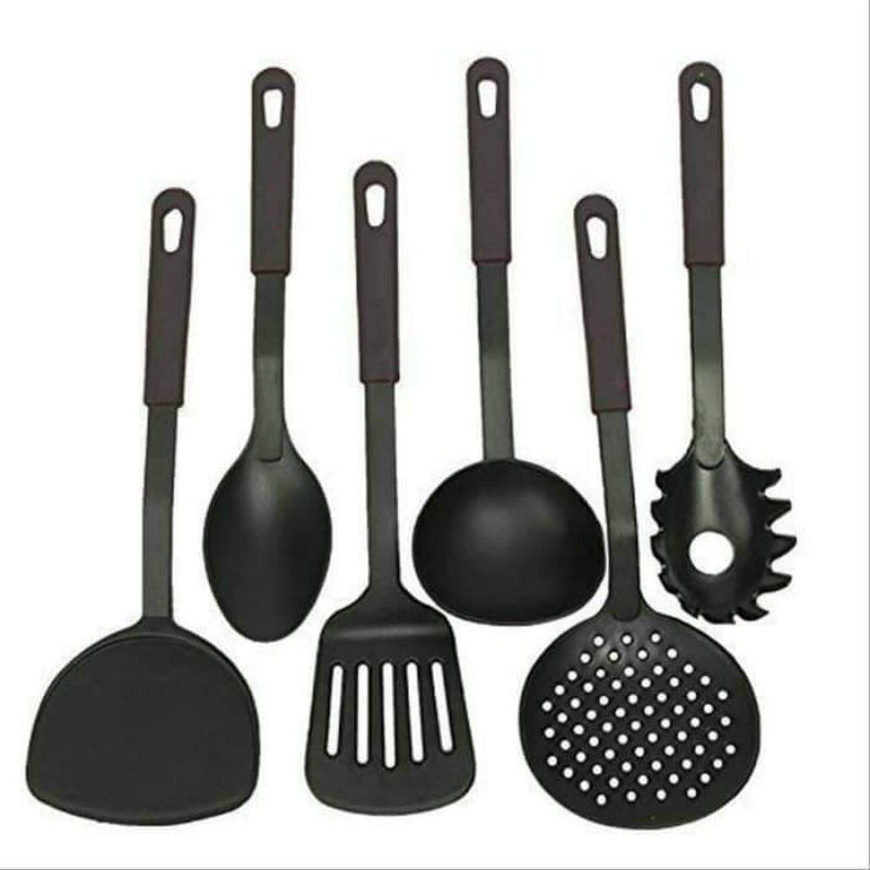 [Spatula Plastik] Spatula Set 6 In 1 Black Colour