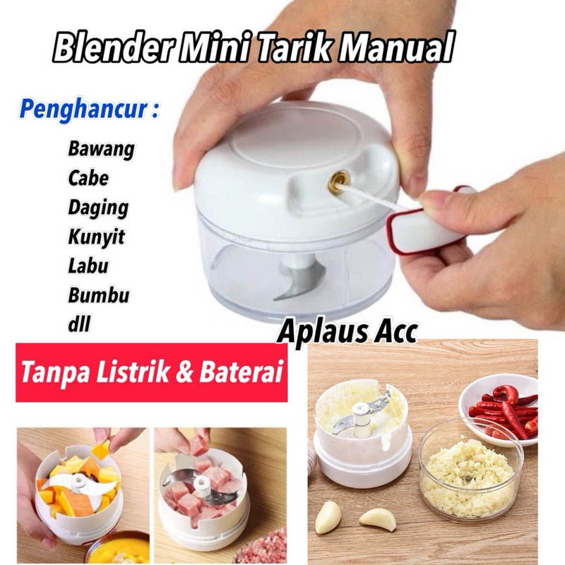 Mini Food Chopper / Blender Tarik Tangan Manual / Speedy Chopper/ Alat Pemotong Giling Blender Cincang Potong Bawang Sayuran Daging / Blender Mini