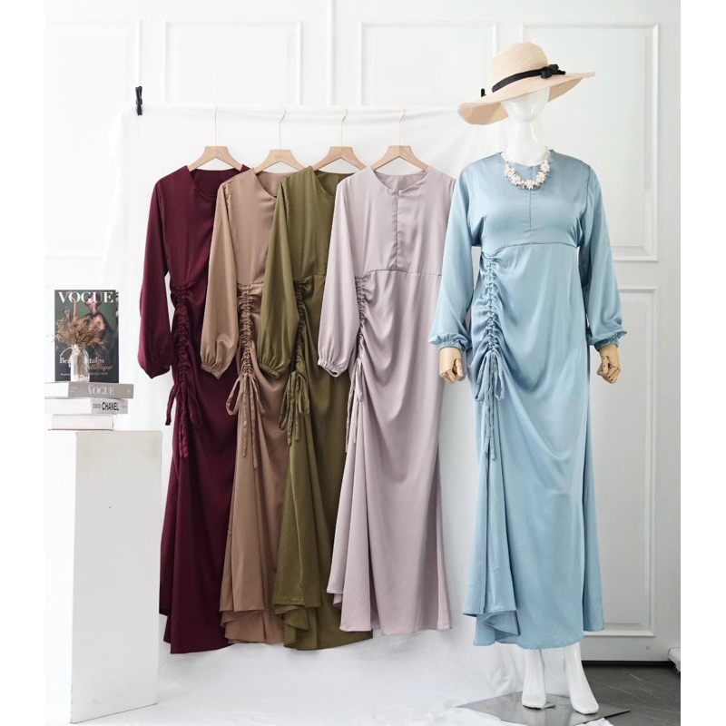 Beleza Maxi serut busui bahan armani silk/dress bridesmaid/ dress silk kondangan busui friendly