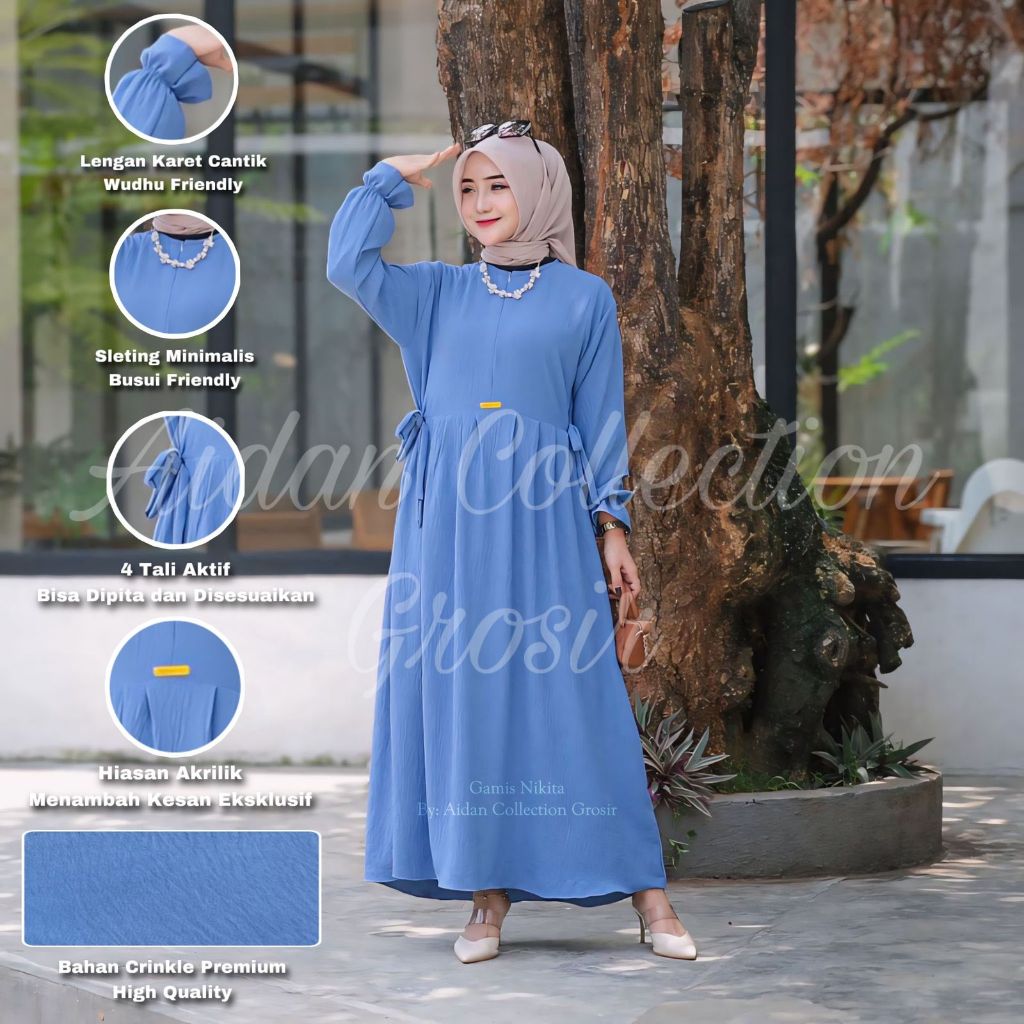 GAMIS NIKITA CRINKLE AIRFLOW PREMIUM TERBARU DRESS CHIBI-1
