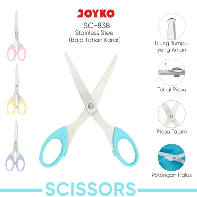 

( DAPAT 1 PCS ) GUNTING JOYKO PASTEL SC-838PTL / Scissors Joyko Pastel Tanggung SC-838PTL / SC 838PTL