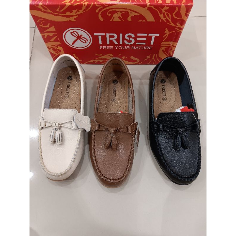Triset mocasin sepatu kulit wanita