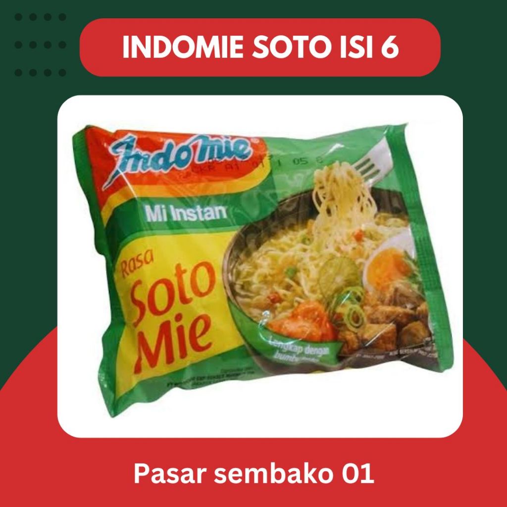 

Indomie Rasa Soto isi 6 Pcs - Mie Instan Indomie kuah soto isi 6