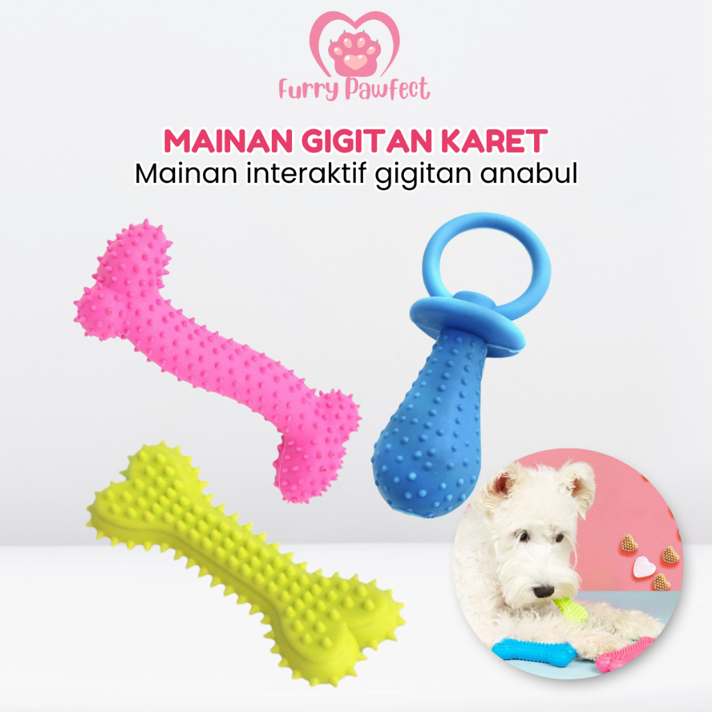 Mainan Gigitan Anjing Model Tulang Berduri Tahan Gigit - Pet Chew Rubber- Mainan Gigitan Kunyah Untu
