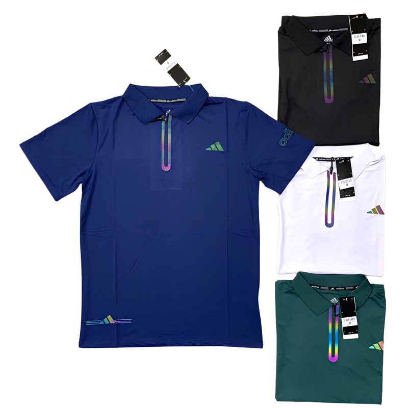 KAOS KERAH POLO ZIPPER IMPORT ADIDAS PREMIUM OLAHRAGA RUNNING T-SHIRT DRI FIT HITAM MERAH TEAL PUTIH